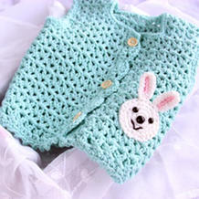 男女宝宝都适合的兔子装饰钩针马甲 儿童婴儿毛衣织法视频教程