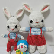 快乐的小兔 趣编织四股棉可爱钩针兔子玩偶一对