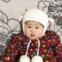 可爱绵羊帽子(3-1)手工毛线编织宝宝帽编织视频教程