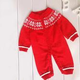北歐風經典提花連體衣(4-1)兒童棒針爬服寶寶毛衣編織視頻教程