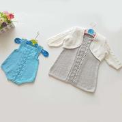 寶寶背帶爬服(3-1)小青蛙寶寶棒針哈衣裙子開衫套裝編織視頻教程
