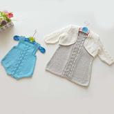寶寶短袖連衣裙(3-3)小青蛙寶寶棒針哈衣裙子開衫套裝編織視頻教程