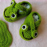 大眼蛙婴儿鞋(2-1)可爱钩针宝宝鞋编织视频教程