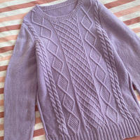 紫菱 經典棒針麻花菱形花樣圓領毛衣