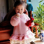 甜美可愛寶寶棒針粉色豆豆連衣裙