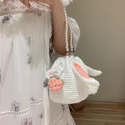 兔耳水桶包钩法(4-1) 胡萝卜草莓花朵装饰兔子水桶斜挎手提包编织视频教程