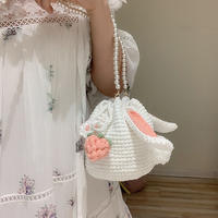 兔耳水桶包钩法(4-1) 胡萝卜草莓花朵装饰兔子水桶斜挎手提包编织视频教程