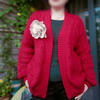 新年紅衣 鉤織結合女士雙層開衫外套