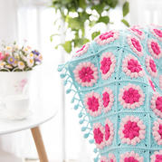 花團錦簇毯子(2-1)鉤針流蘇拼花毯家居編織視頻教程