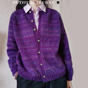 紫色的浪漫 女士棒針插肩袖圓領春秋開衫毛衣