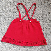 简单好看的宝宝小红裙 儿童棒针背带裙