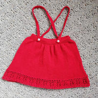 簡單好看的寶寶小紅裙 兒童棒針背帶裙