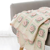 山茶花毯子(2-1)淡雅清新鉤針拼花毯家居編織視頻