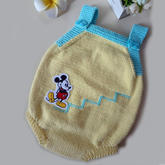 米奇連體衣(2-1)5股牛奶棉棒針寶寶背帶褲爬服編織視頻教程