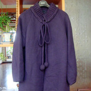 紫罗兰大衣 领口非常别致的女士棒针圆摆大衣开衫