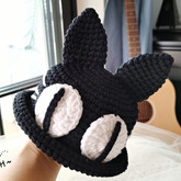 帽子(3-1)大眼小黑猫主题钩针帽子发饰编织视频教程
