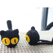 發夾(3-2)大眼小黑貓主題鉤針帽子發飾編織視頻教程