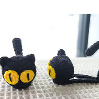 发夹(3-2)大眼小黑猫主题钩针帽子发饰编织视频教程