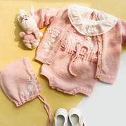 雪绒花婴儿刺绣套装(2-1)毛线编织宝宝哈衣开衫帽子编织视频教程