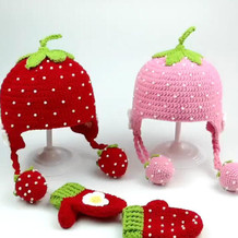 宝宝护耳帽(4-1)甜美可爱草莓主题钩针编物织法视频教程