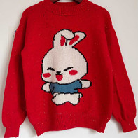 欢乐兔 可爱卡通毛衣儿童棒针兔子图案套头衫