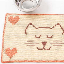 一组可爱的钩针猫咪图案 可以做杯垫或桌垫
