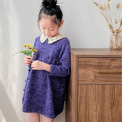 湘娥(2-1)豆豆花樣兒童棒針蕾絲翻領連衣裙編織視頻教程