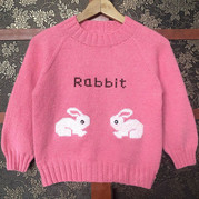 兔年织兔子毛衣 卡通图案儿童棒针插肩毛衣