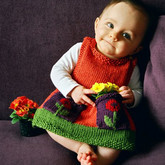 Anouk花園寶寶 嬰幼兒棒針花朵綠葉圖案背心裙