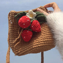  草莓钩包(2-1)手拎斜跨可爱钩针水果主题包包编织视频教程