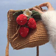  草莓钩包(2-2)手拎斜跨可爱钩针水果主题包包编织视频教程