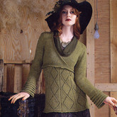 Greenland綠野 Vogue Knitting2008秋號款女士棒針交叉V領套頭毛衣