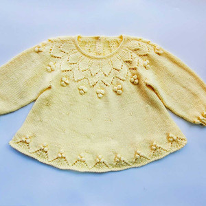 黄莓 0-1岁宝宝棒针圆肩连衣裙