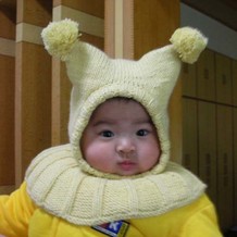 一款保暖又可爱的棒针宝宝帽
