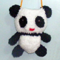 半边绒儿童熊猫造型卡通钩针包包