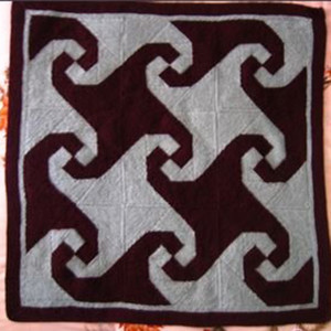 小毯子大气派 拼布风格几何图案棒针拼花毯