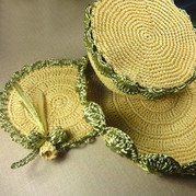 鉤針編織家居茶幾三件套（大收納盤、裝飾墊、帶蓋收納碗）