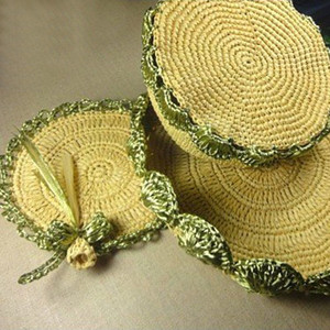 钩针编织家居茶几三件套（大收纳盘、装饰垫、带盖收纳碗）