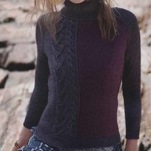 Raglan Sleeve Pullover VK款女士棒针撞色麻花毛衣
