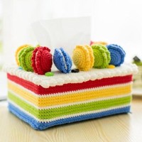 马卡龙款(3-3)蛋糕造型钩针纸巾盒编织视频教程