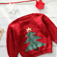 圣诞树图案儿童棒针毛衣编织视频教程