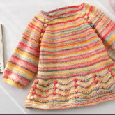 豆豆針插肩花樣兒童棒針裙式毛衣編織視頻教程