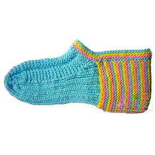 彩色地板袜 零线编织棒针彩色毛线袜子
