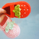 可愛鉤針草莓寶寶鞋編織視頻教程
