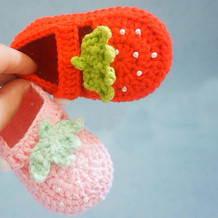 可爱钩针草莓宝宝鞋编织视频教程