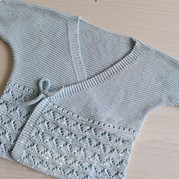 婴儿对襟衣 有机棉编织宝宝棒针系带和尚服毛衣