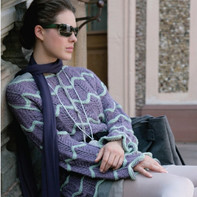 Chevron Sweater紫澜 镂空花与起伏针交替编织女士棒针套头毛衣