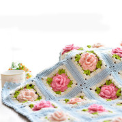 蔷薇花毯 春意满满的立体花钩针拼花毯子编织视频教程
