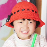 约定幸福 桔色钩针儿童帽子