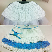 菠萝花儿童钩针蓬蓬裙、蛋糕裙与蝴蝶结发夹